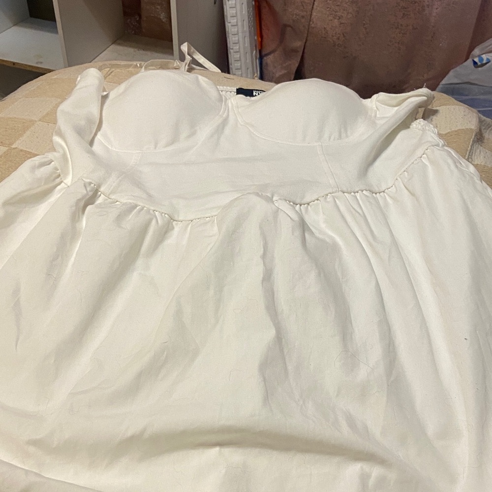 White Strapless Top